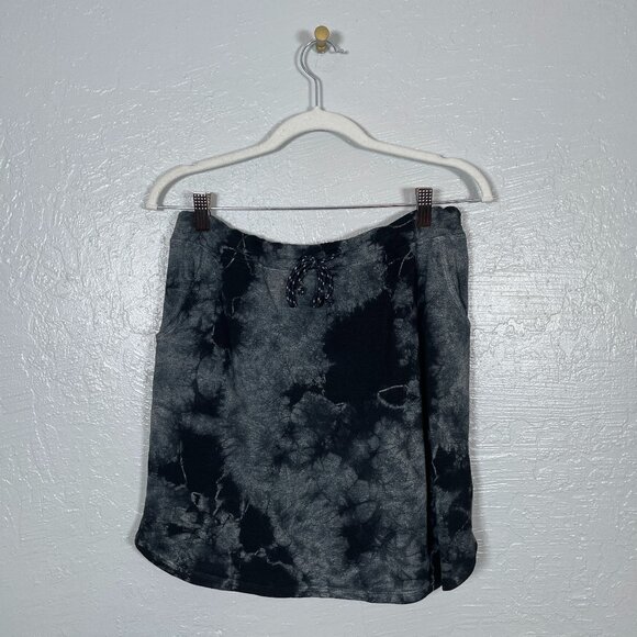 Sundry Women 2 Black Gray Tie Dye French Terry Skirt Athleisure Comfort Beach - Picture 1 of 7